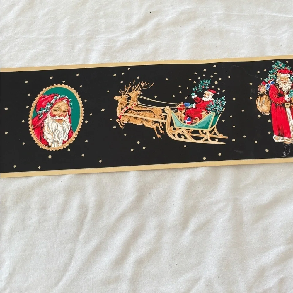 VTG Victorian Holiday Christmas Santa Wallpaper Border Self Adhesive 2 Rolls 5